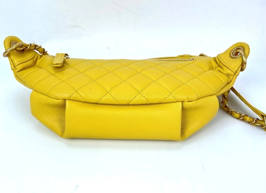 Chanel Caviar Quilted Filigree Yellow Waist Bag - 3