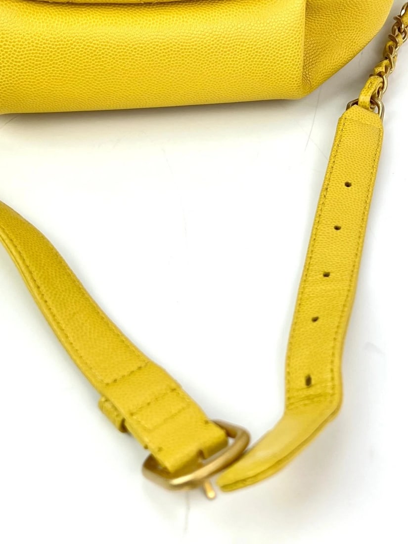 Chanel Caviar Quilted Filigree Yellow Waist Bag - 4