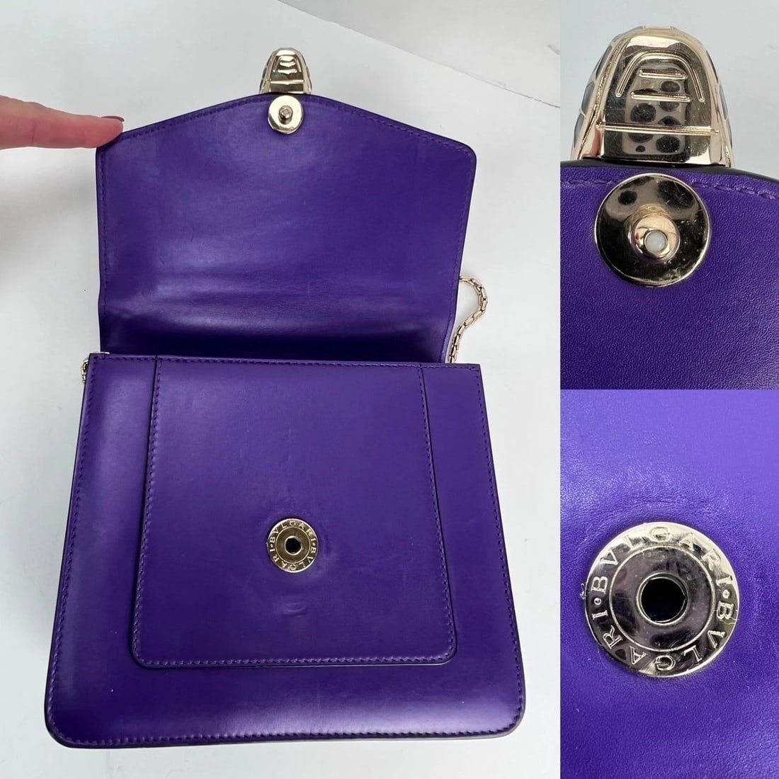 Bvlgari Calfskin Serpenti Forever Purple Top Handle Crossbody Bag - 4