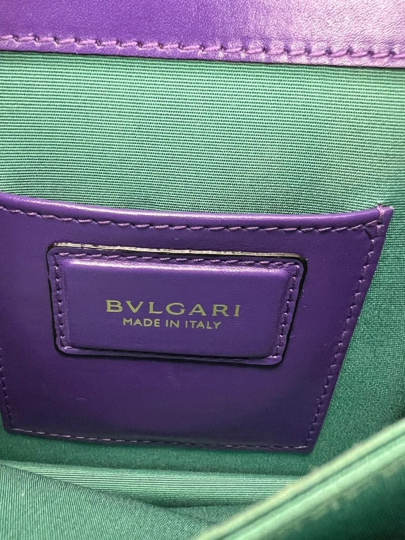 Bvlgari Calfskin Serpenti Forever Purple Top Handle Crossbody Bag - 6