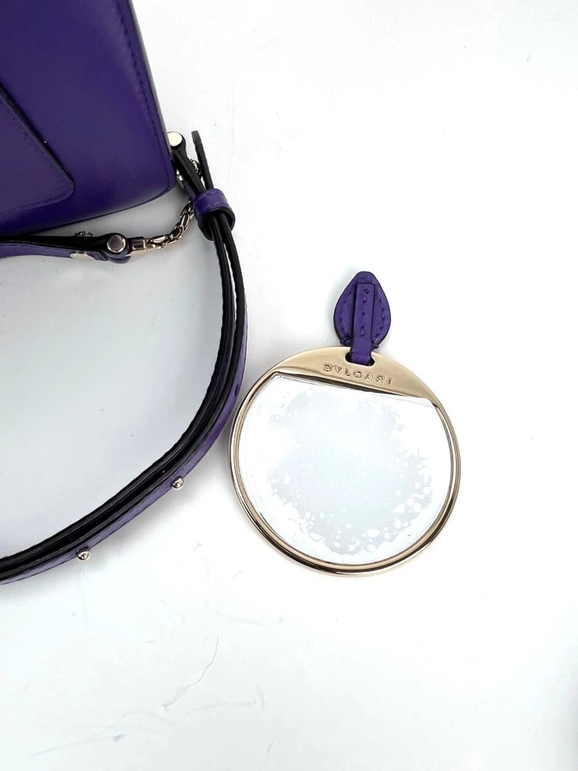 Bvlgari Calfskin Serpenti Forever Purple Top Handle Crossbody Bag - 9
