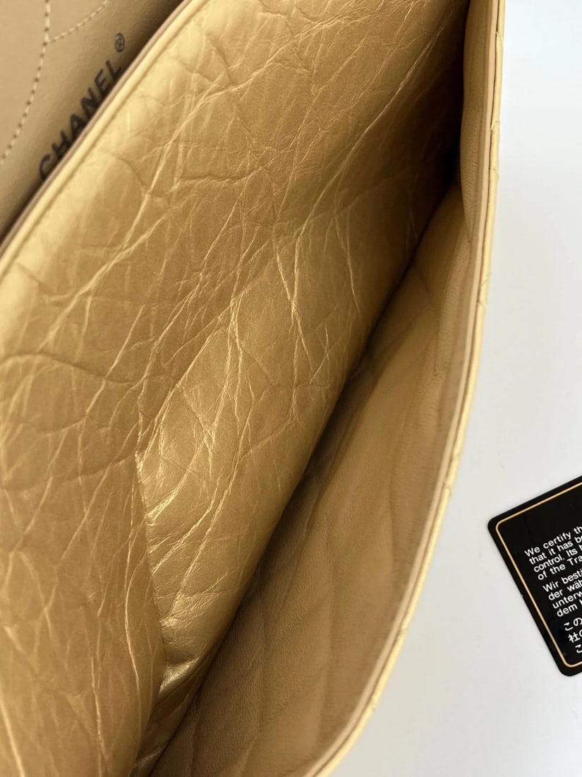 Chanel Metallic Aged Calfskin 2.55 Reissue 227 Double Flap Pale Gold - 12