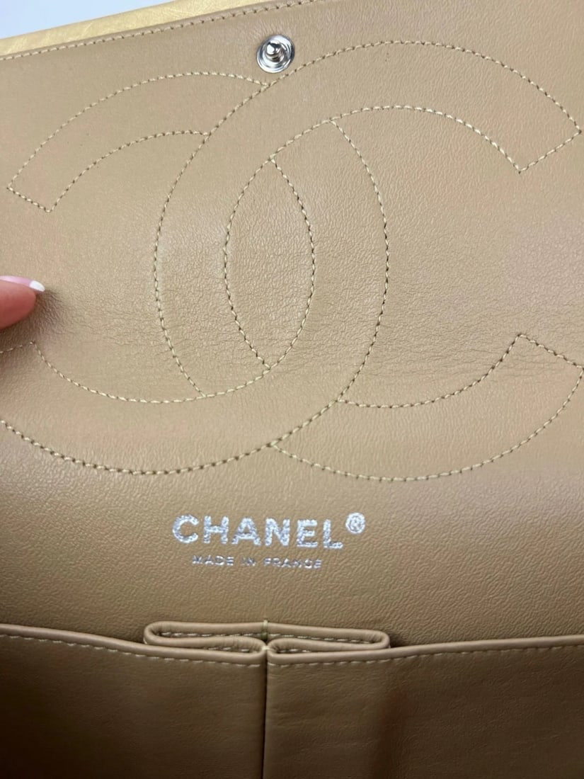 Chanel Metallic Aged Calfskin 2.55 Reissue 227 Double Flap Pale Gold - 6