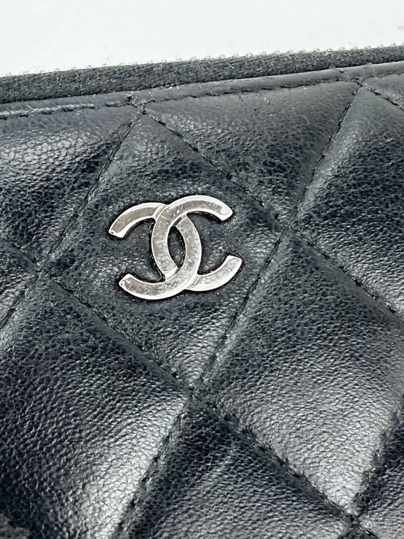 Chanel Classic Quilted Smooth Lambskin Zip Around Black Wallet - 13
