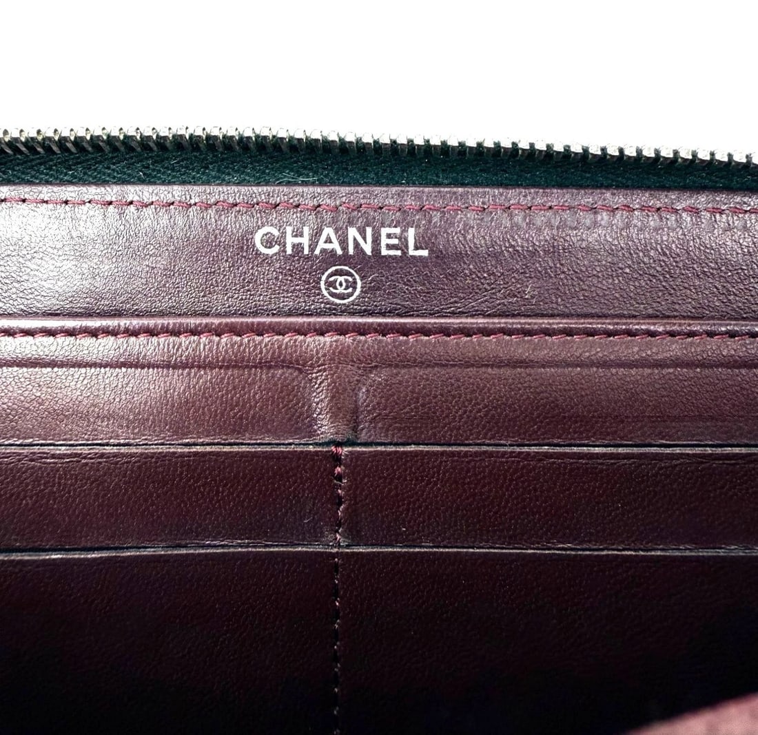 Chanel Classic Quilted Smooth Lambskin Zip Around Black Wallet - 5