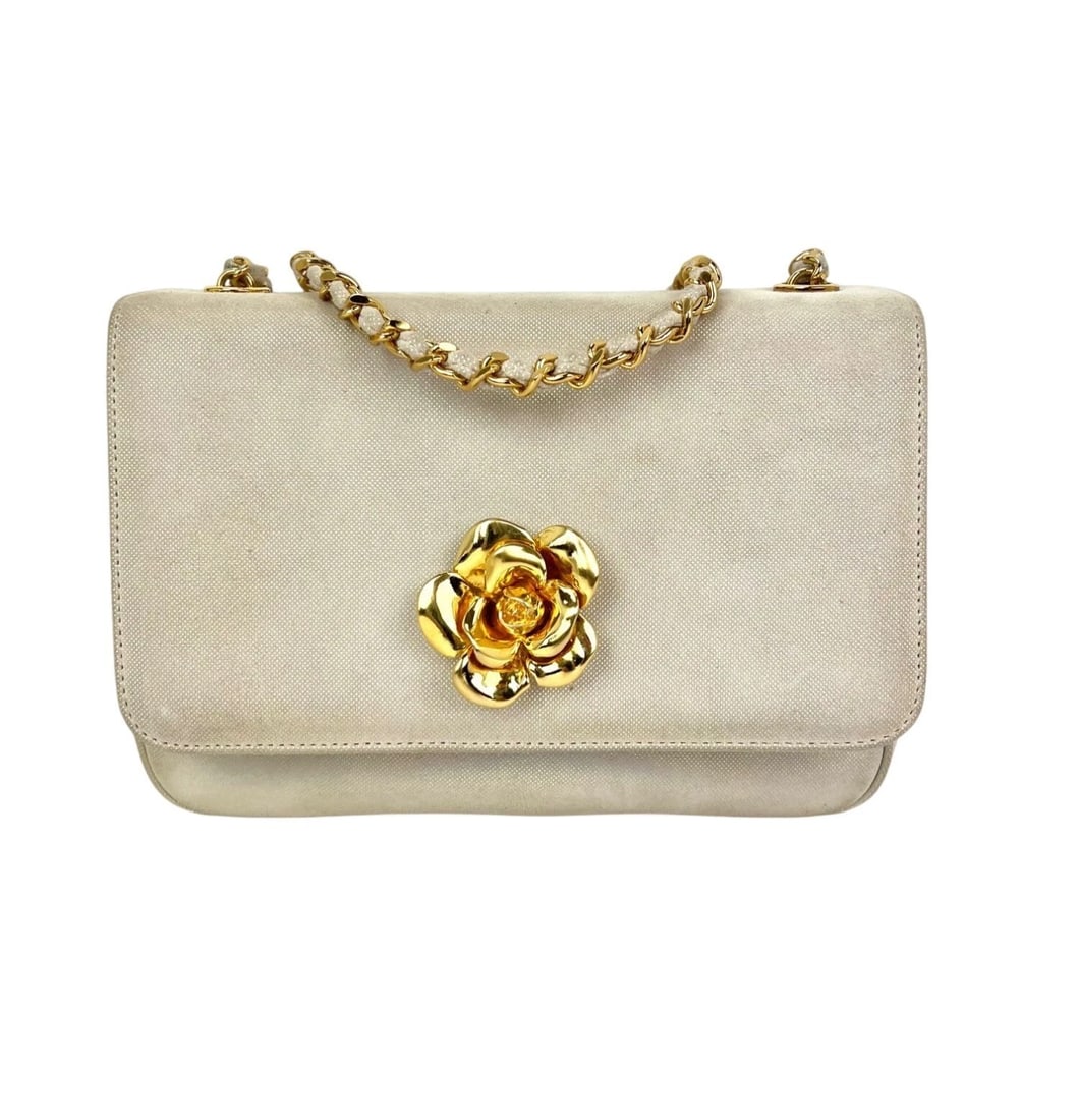 Chanel Vintage Flower Power Iridescent Camellia Suede Shoulder Bag - 2