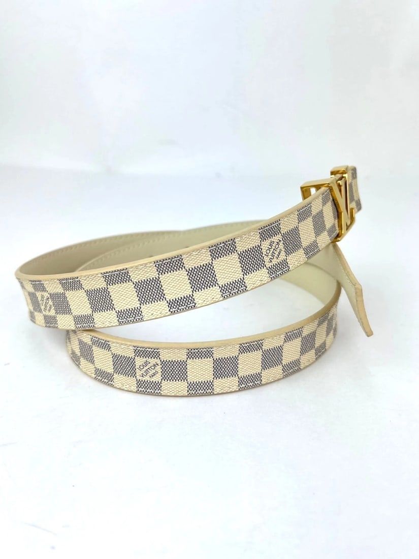 Louis Vuitton LV Initiales 25mm Reversible Damier Azur Belt 80/32 - 12