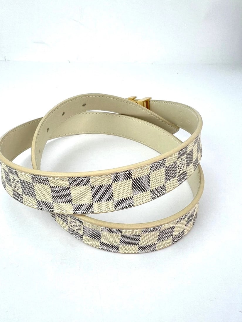 Louis Vuitton LV Initiales 25mm Reversible Damier Azur Belt 80/32 - 13