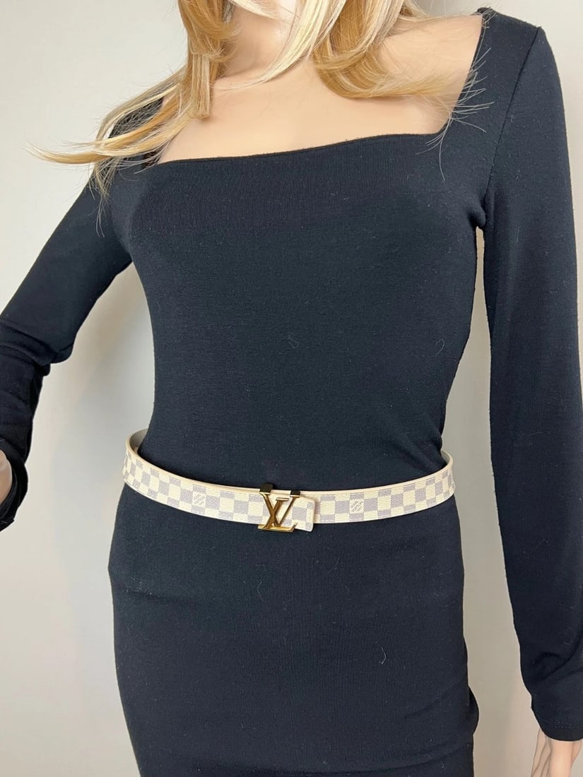 Louis Vuitton LV Initiales 25mm Reversible Damier Azur Belt 80/32 - 17