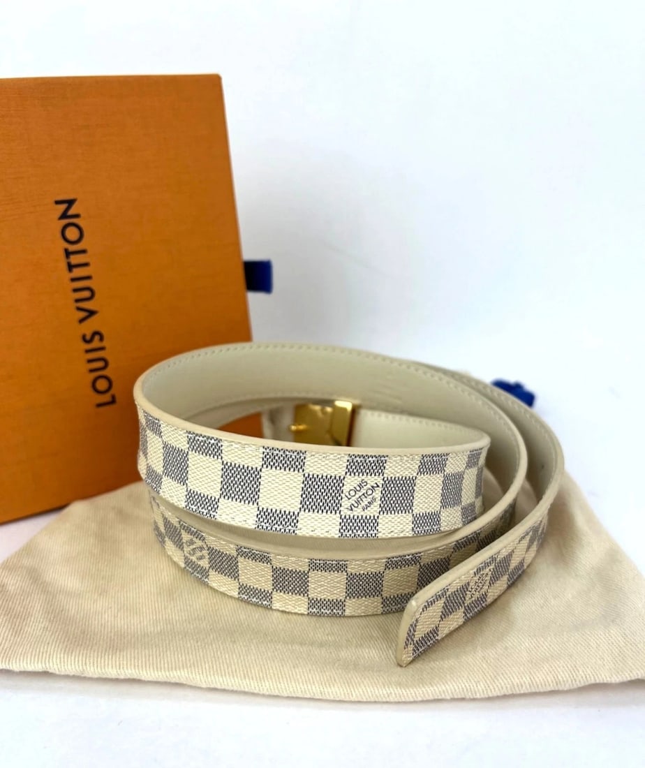 Louis Vuitton LV Initiales 25mm Reversible Damier Azur Belt 80/32 - 2