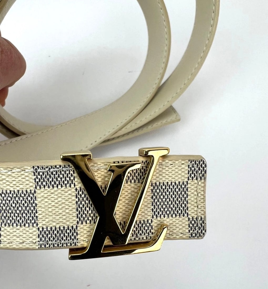Louis Vuitton LV Initiales 25mm Reversible Damier Azur Belt 80/32 - 3