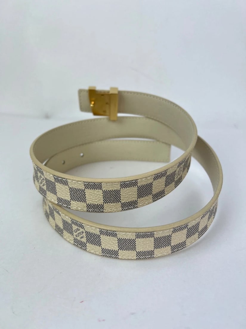 Louis Vuitton LV Initiales 25mm Reversible Damier Azur Belt 80/32 - 8