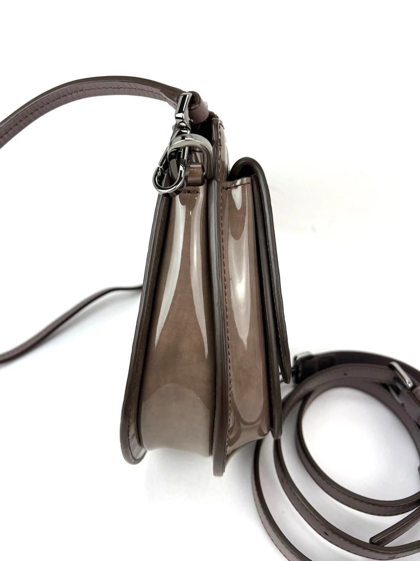 Christian Dior Saddle Boxy Patent Leather Plum Shoulder Hand Bag - 7