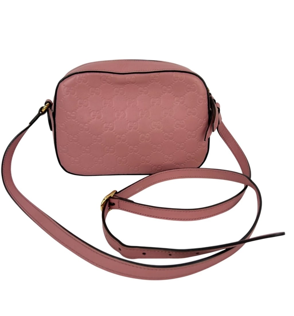 Gucci Guccissima Camera Pink Leather Crossbody Bag - 2
