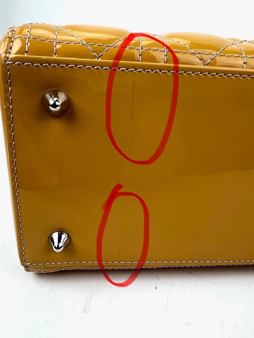Christian Dior Yellow Patent Leather Cannage Medium Lady Dior Bag - 4