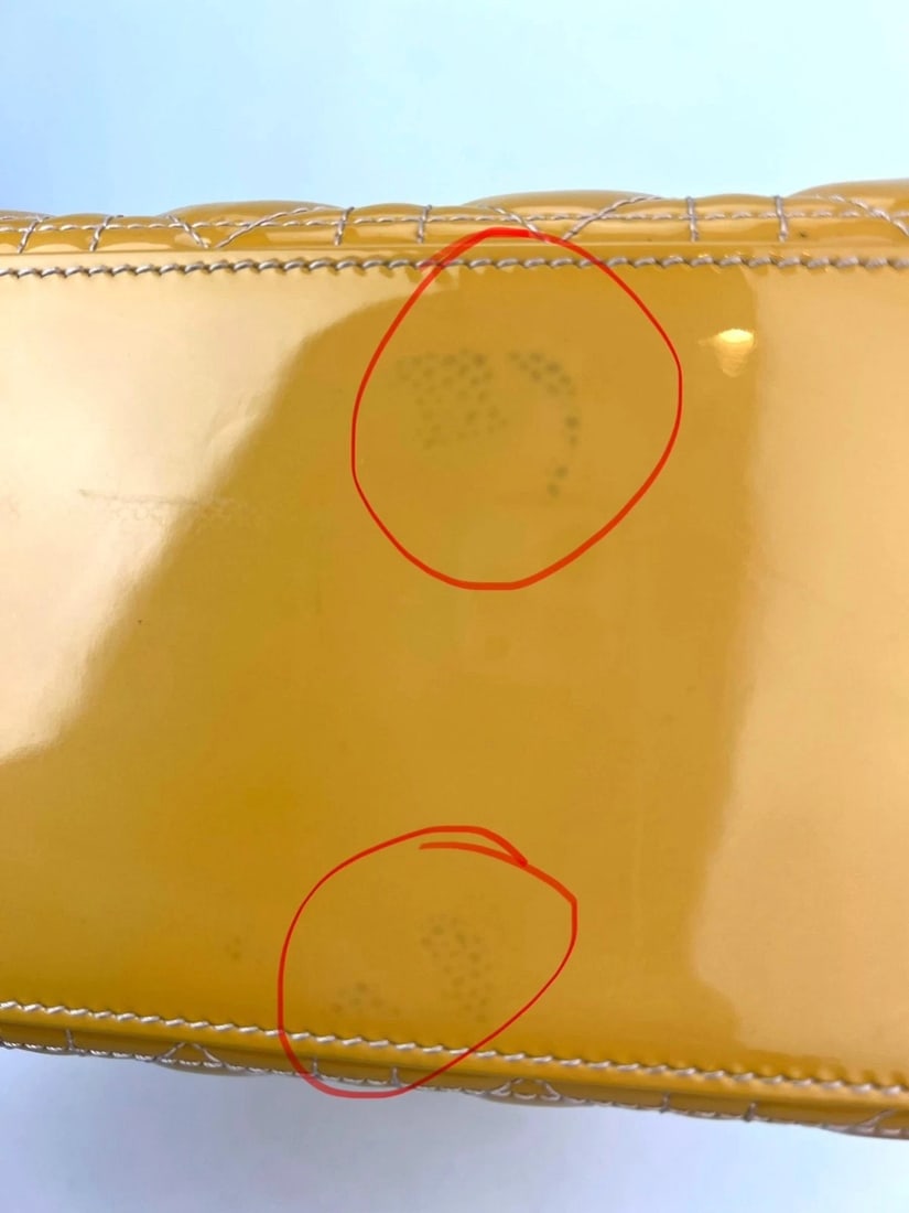 Christian Dior Yellow Patent Leather Cannage Medium Lady Dior Bag - 5