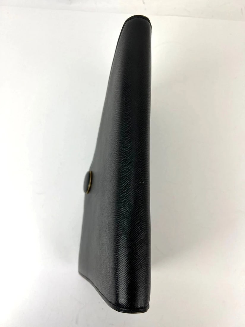 Saint Laurent Black Saffiano Leather Diagonal Clutch Bag Vintage - 10