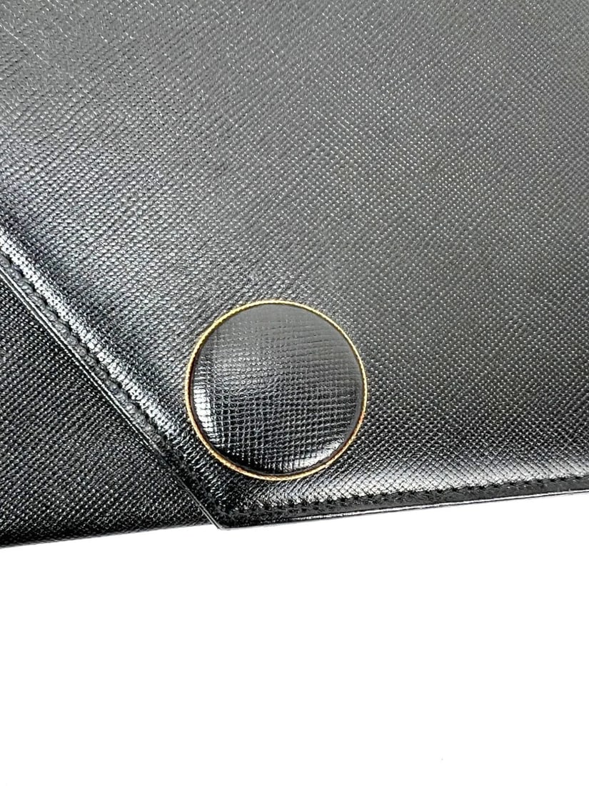 Saint Laurent Black Saffiano Leather Diagonal Clutch Bag Vintage - 12