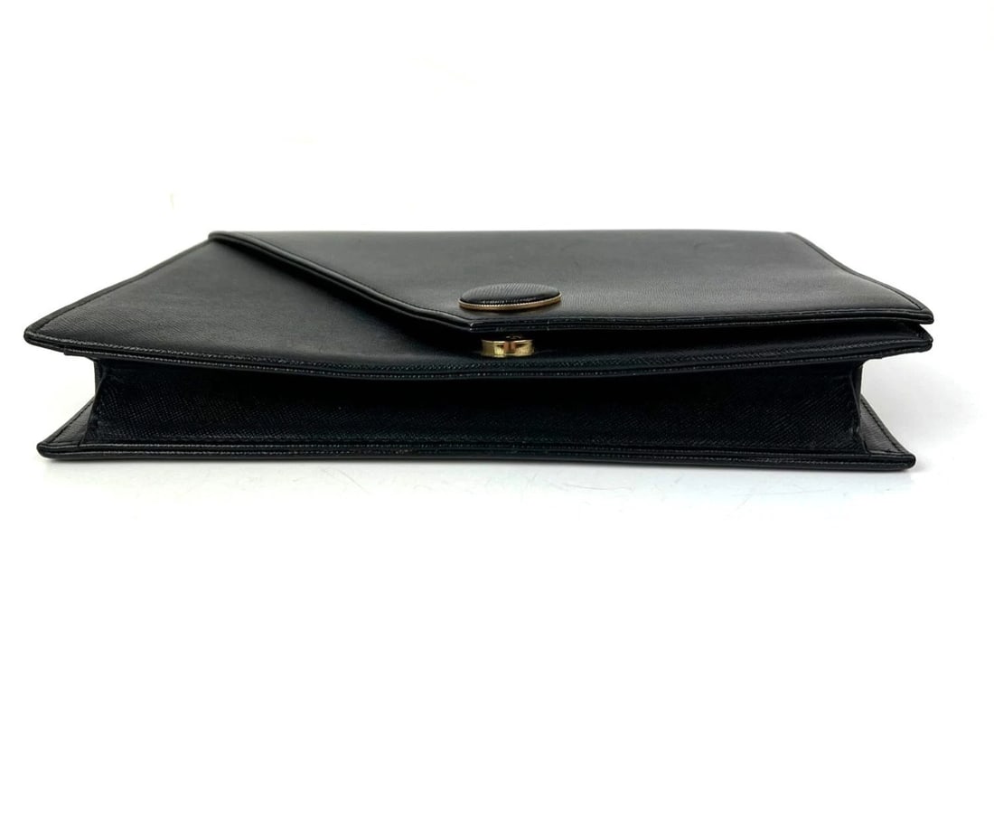 Saint Laurent Black Saffiano Leather Diagonal Clutch Bag Vintage - 3