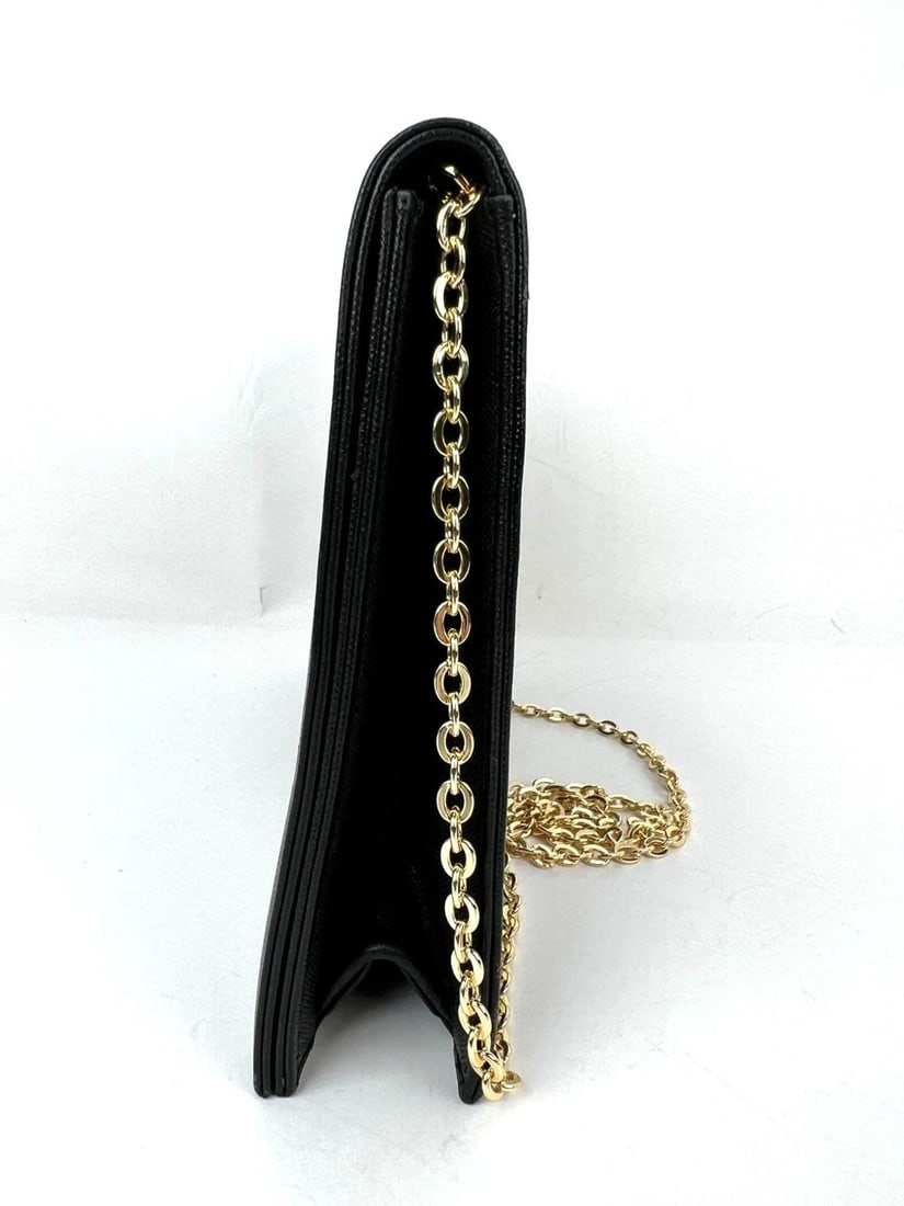 Saint Laurent Black Saffiano Leather Diagonal Clutch Bag Vintage - 4