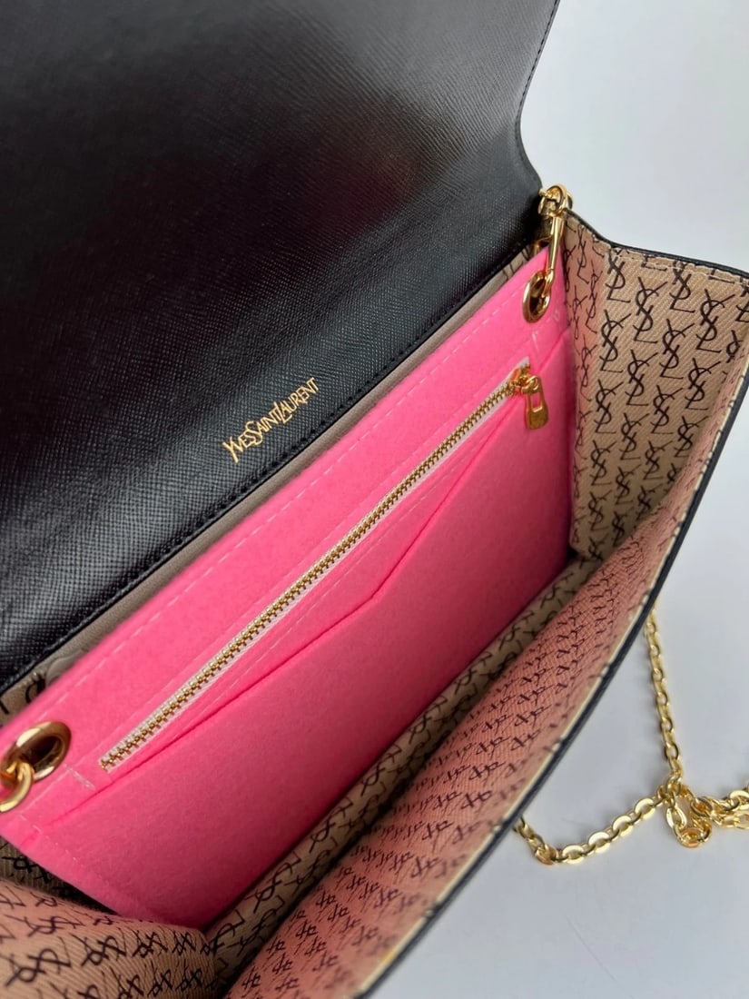 Saint Laurent Black Saffiano Leather Diagonal Clutch Bag Vintage - 8