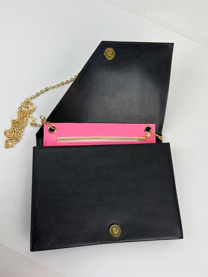 Saint Laurent Black Saffiano Leather Diagonal Clutch Bag Vintage - 9