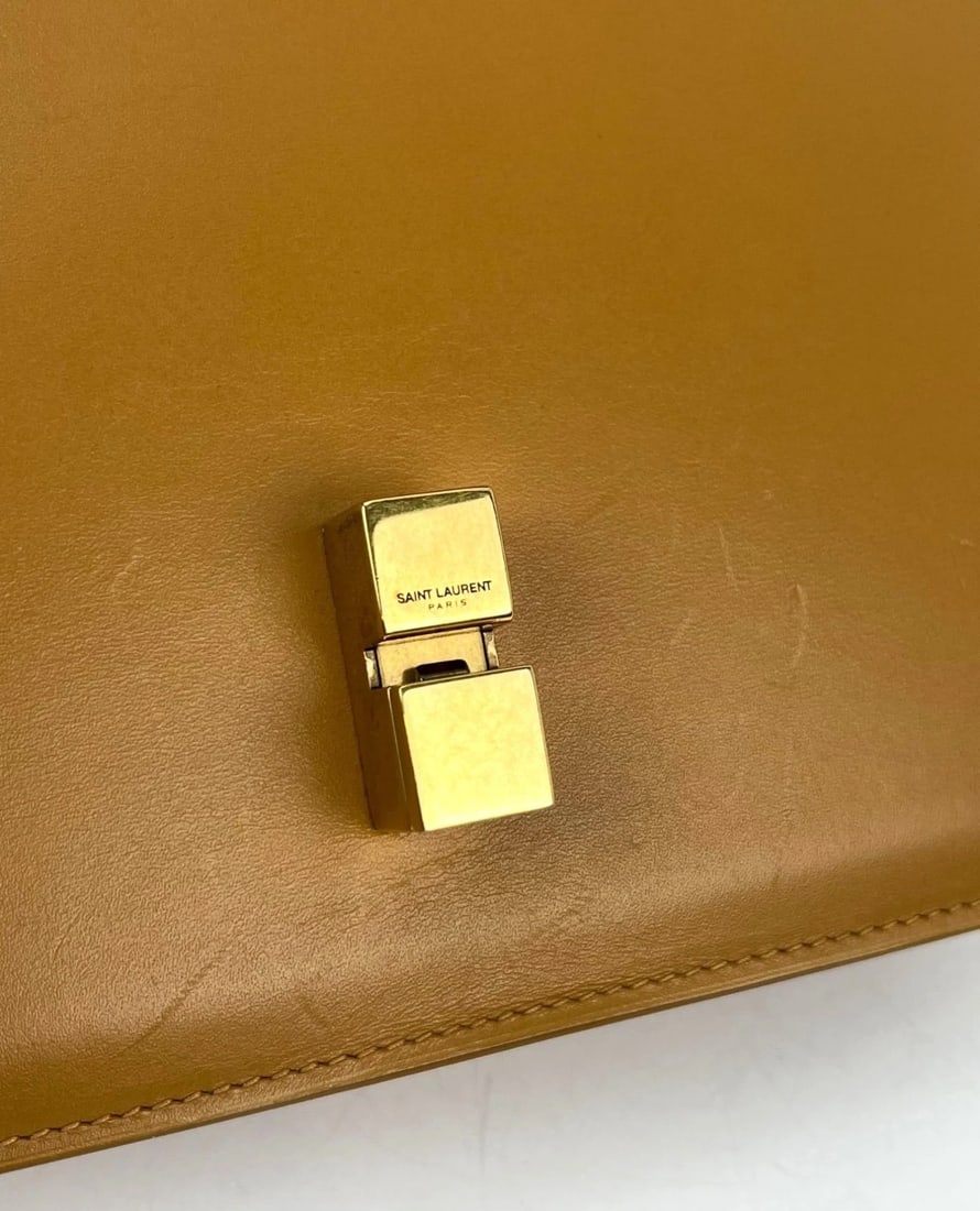 Saint Laurent Smooth Calfskin Le Carre Brown Shoulder Bag - 4
