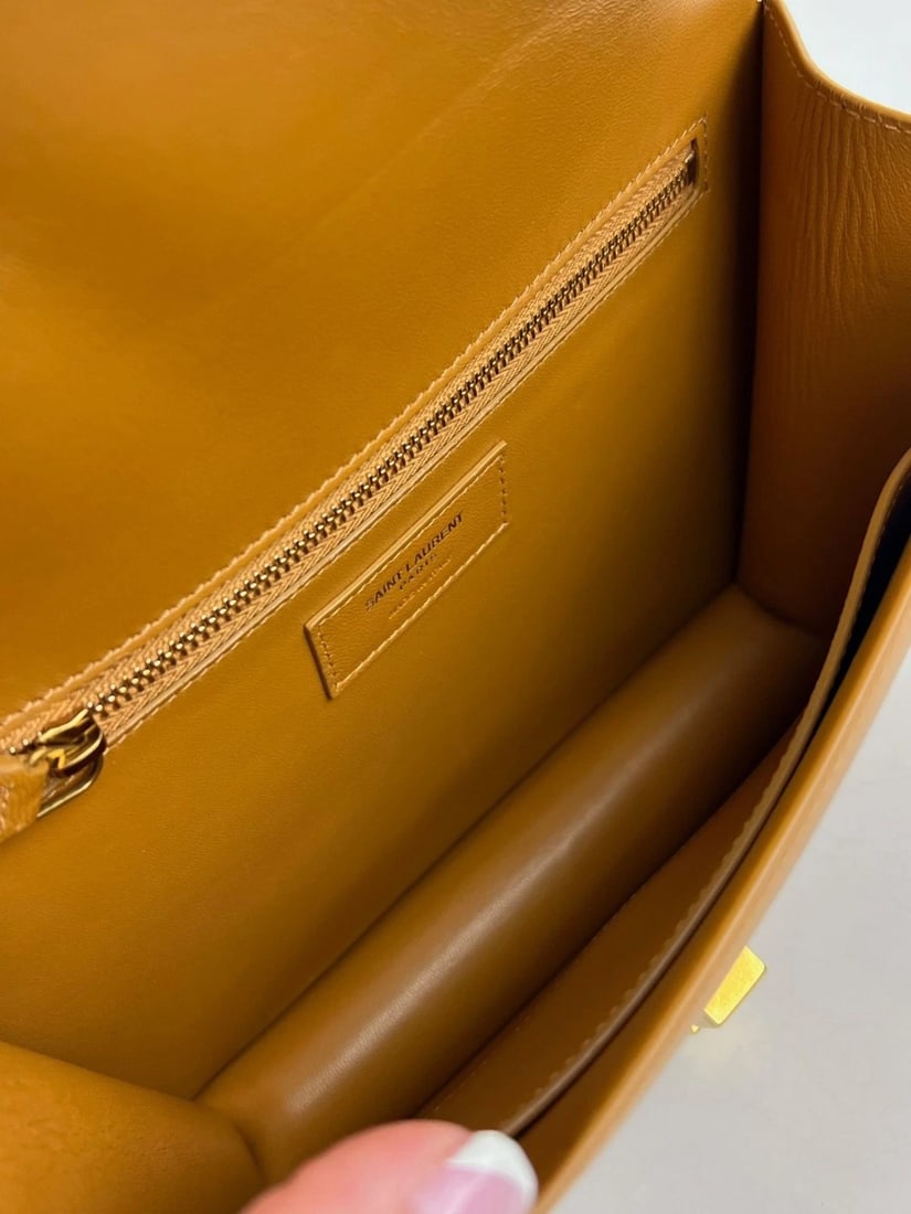 Saint Laurent Smooth Calfskin Le Carre Brown Shoulder Bag - 9
