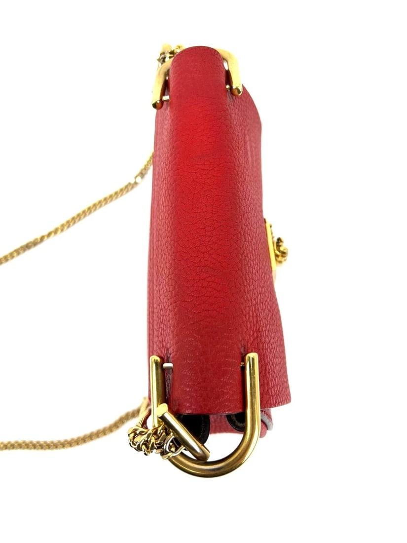 Chloe Mini Drew Leather Grained Lambskin Red Crossbody Bag - 3