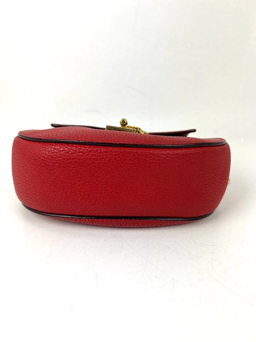 Chloe Mini Drew Leather Grained Lambskin Red Crossbody Bag - 4