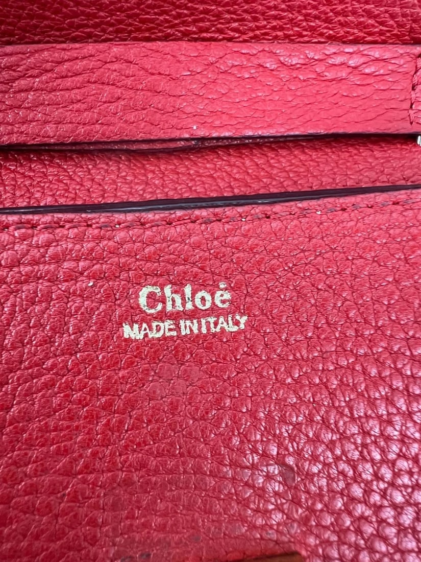 Chloe Mini Drew Leather Grained Lambskin Red Crossbody Bag - 8
