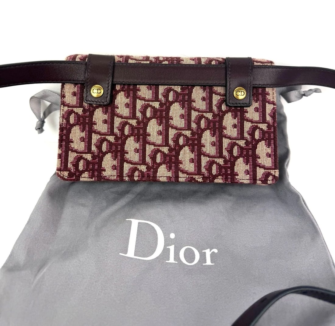 Christian Dior Oblique Saddle Bordeaux Belt Bag Clutch - 2