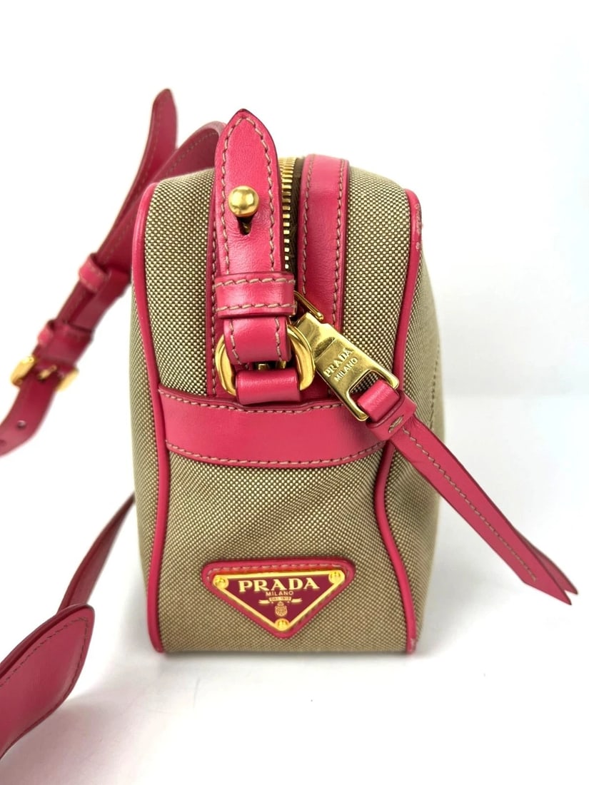 Prada Jacquard Khaki Canvas Camera Corda Peonia Crossbody Bag - 10