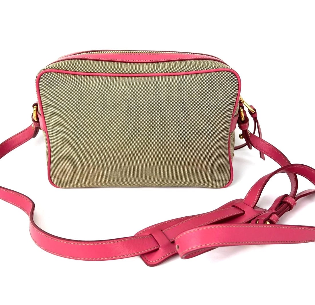 Prada Jacquard Khaki Canvas Camera Corda Peonia Crossbody Bag - 2
