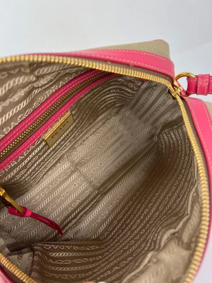 Prada Jacquard Khaki Canvas Camera Corda Peonia Crossbody Bag - 6
