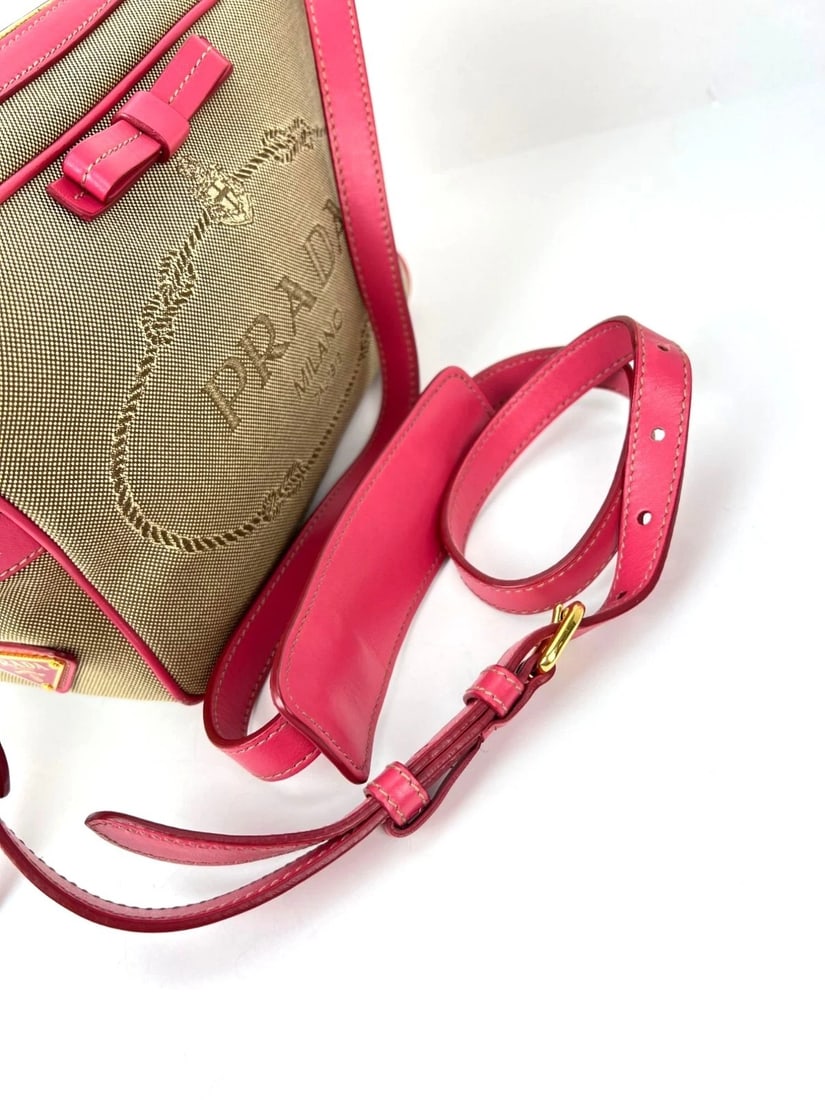 Prada Jacquard Khaki Canvas Camera Corda Peonia Crossbody Bag - 7