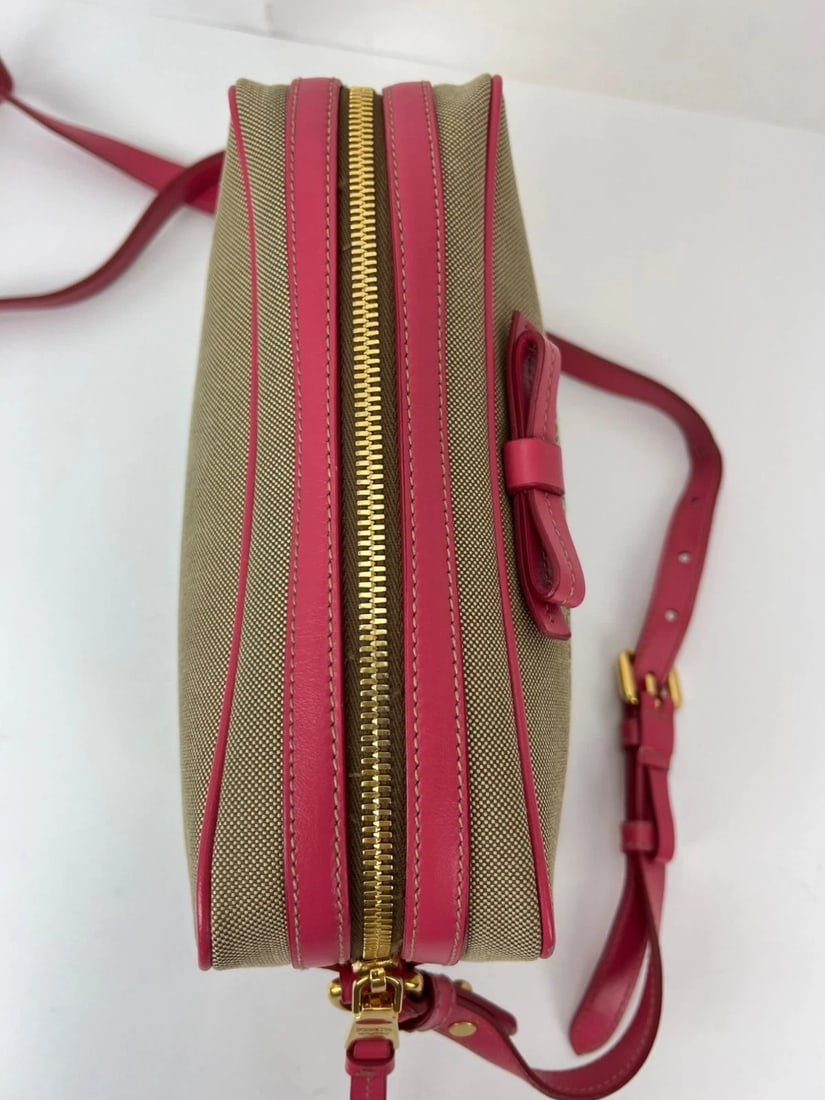 Prada Jacquard Khaki Canvas Camera Corda Peonia Crossbody Bag - 8