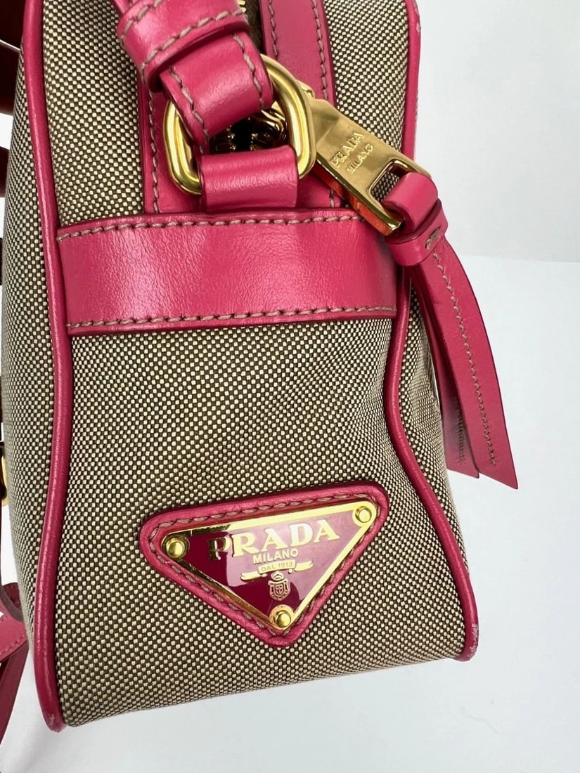Prada Jacquard Khaki Canvas Camera Corda Peonia Crossbody Bag - 9