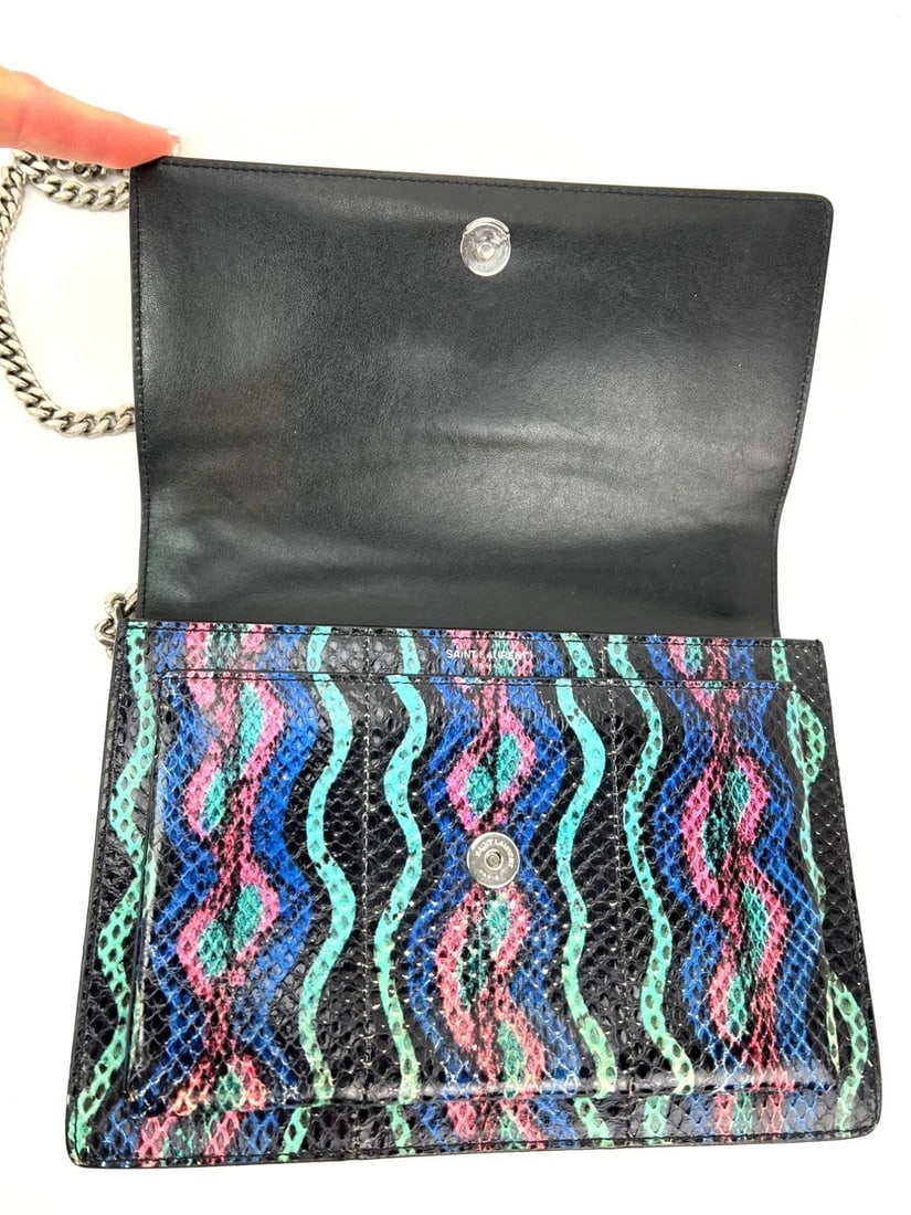 Saint Laurent Sunset Multicolor Snakeskin Medium Monogram Shoulder Bag IV - 10