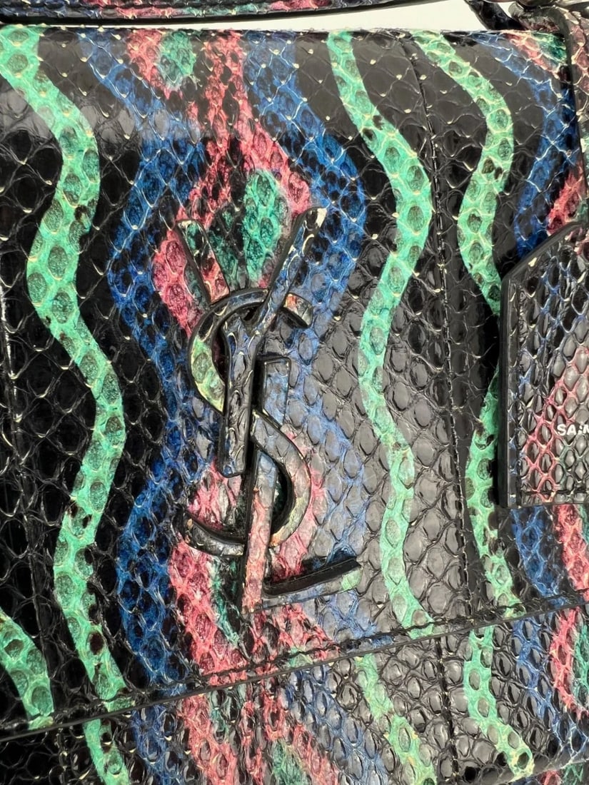 Saint Laurent Sunset Multicolor Snakeskin Medium Monogram Shoulder Bag IV - 11