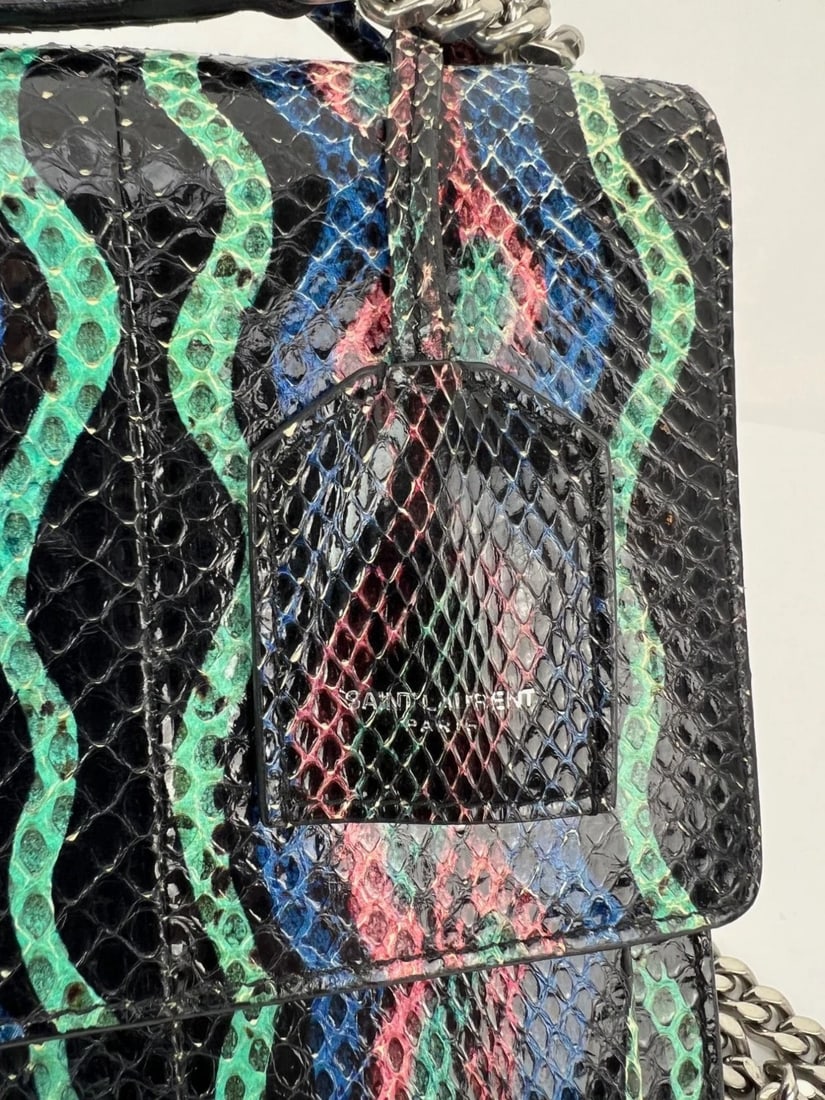 Saint Laurent Sunset Multicolor Snakeskin Medium Monogram Shoulder Bag IV - 12