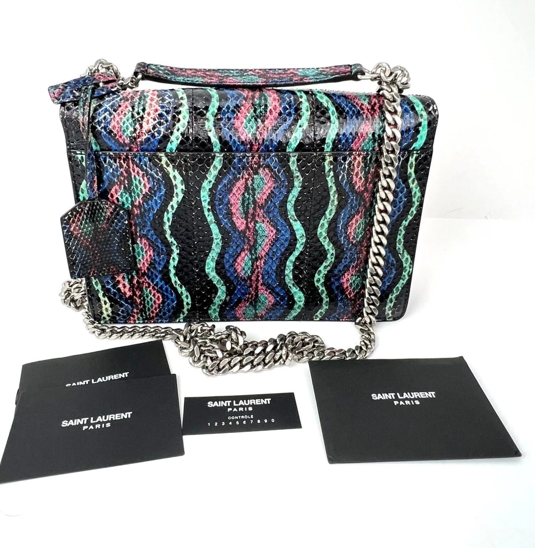Saint Laurent Sunset Multicolor Snakeskin Medium Monogram Shoulder Bag IV - 2