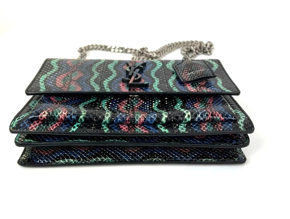 Saint Laurent Sunset Multicolor Snakeskin Medium Monogram Shoulder Bag IV - 4