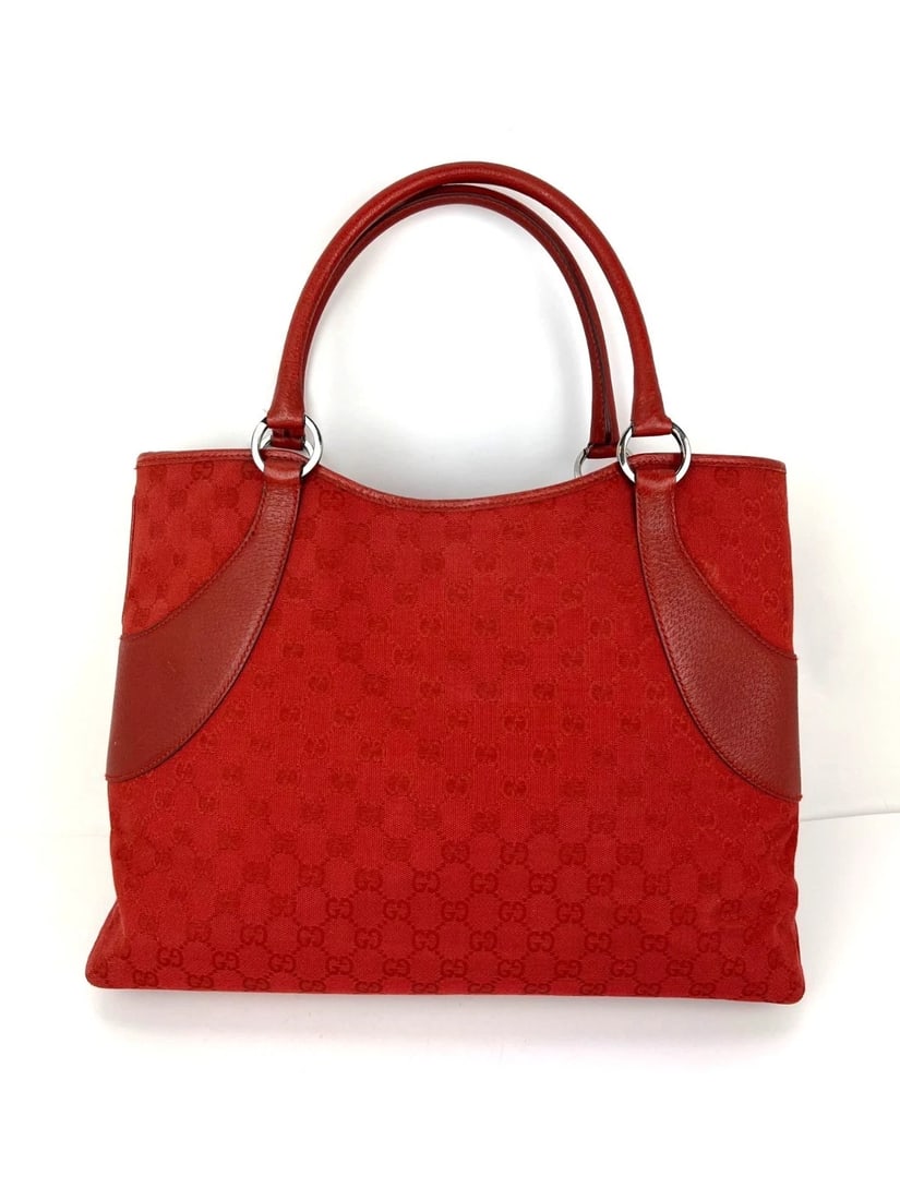 Gucci GG Canvas Red Shoulder Tote Bag - 2