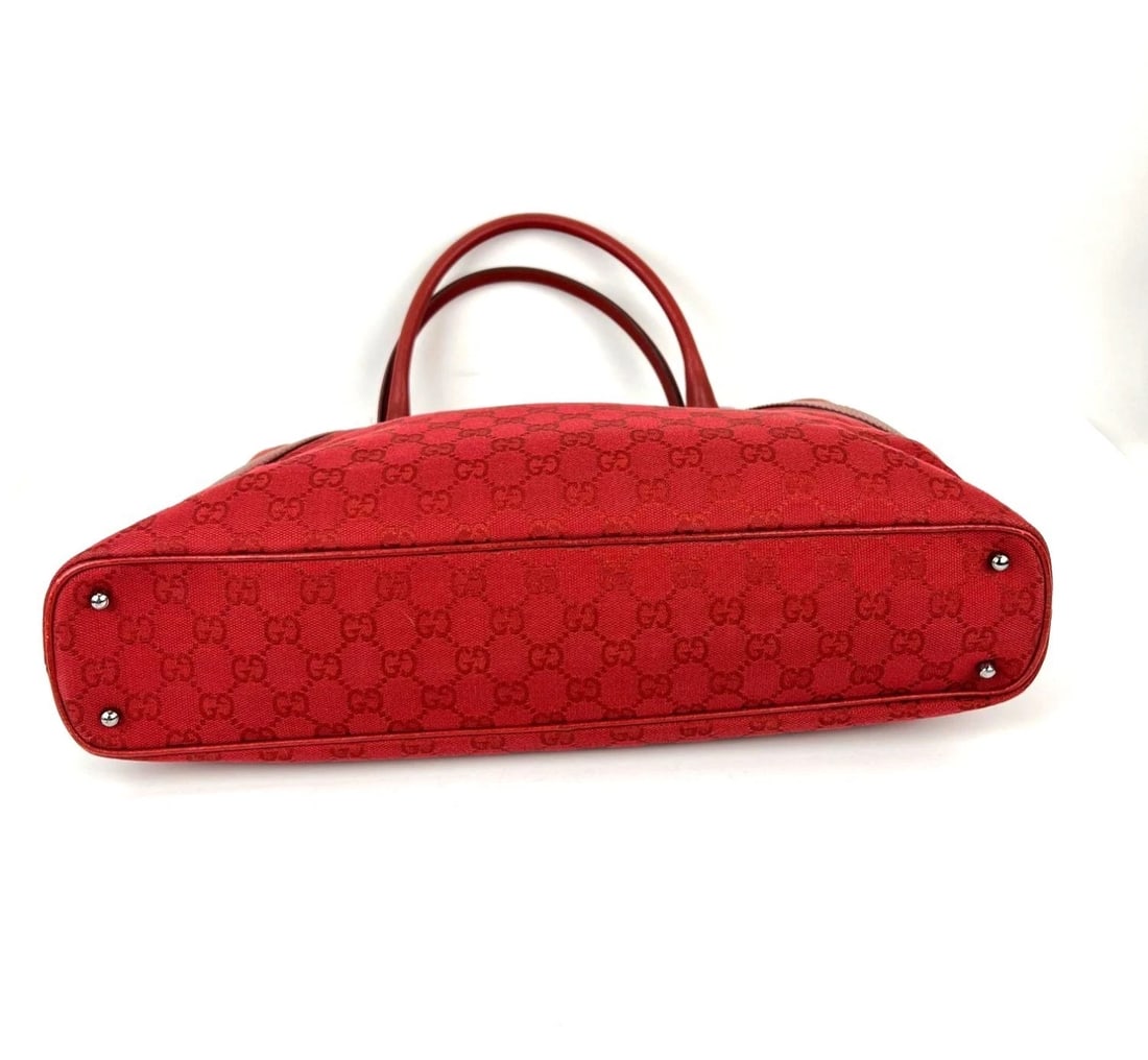 Gucci GG Canvas Red Shoulder Tote Bag - 8