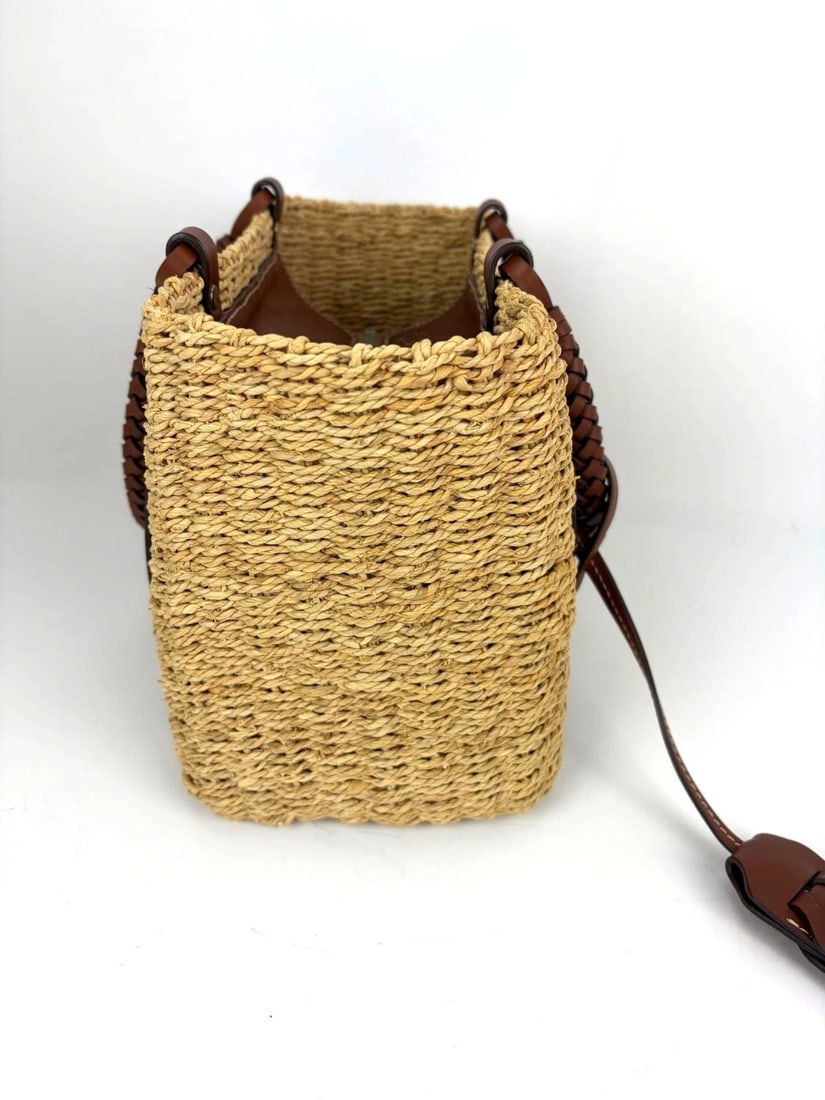 Prada Palmetto Vitello Woven Raffia Naturale Tote Bag - 3