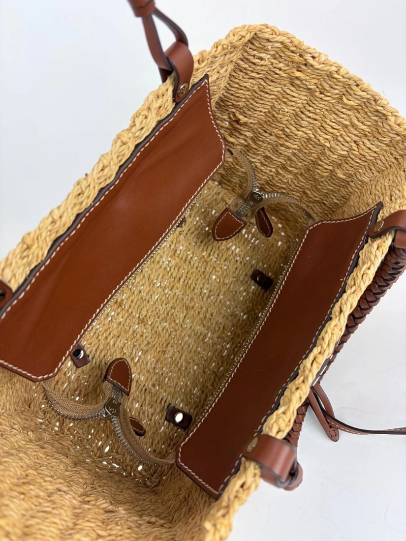 Prada Palmetto Vitello Woven Raffia Naturale Tote Bag - 8