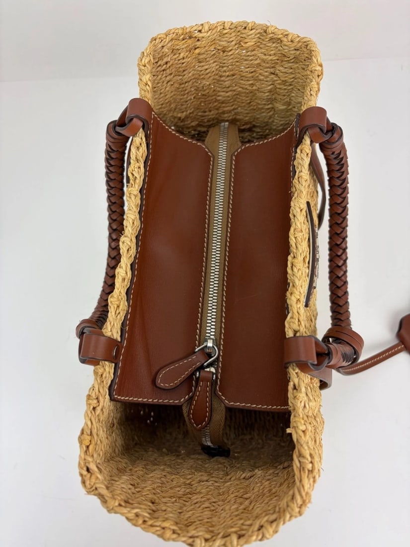 Prada Palmetto Vitello Woven Raffia Naturale Tote Bag - 9