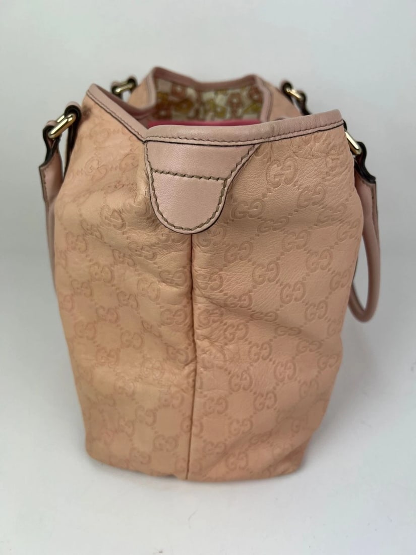 GUCCI Guccissima Pink Leather Joy Medium Rose Dragea Tote Bag - 12