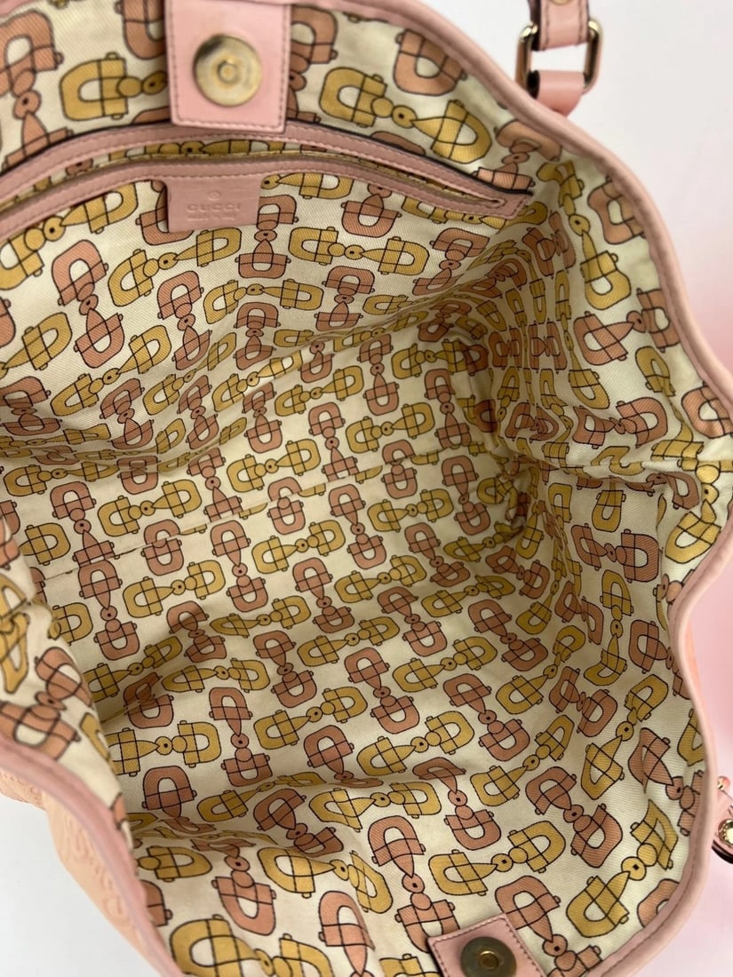 GUCCI Guccissima Pink Leather Joy Medium Rose Dragea Tote Bag - 7